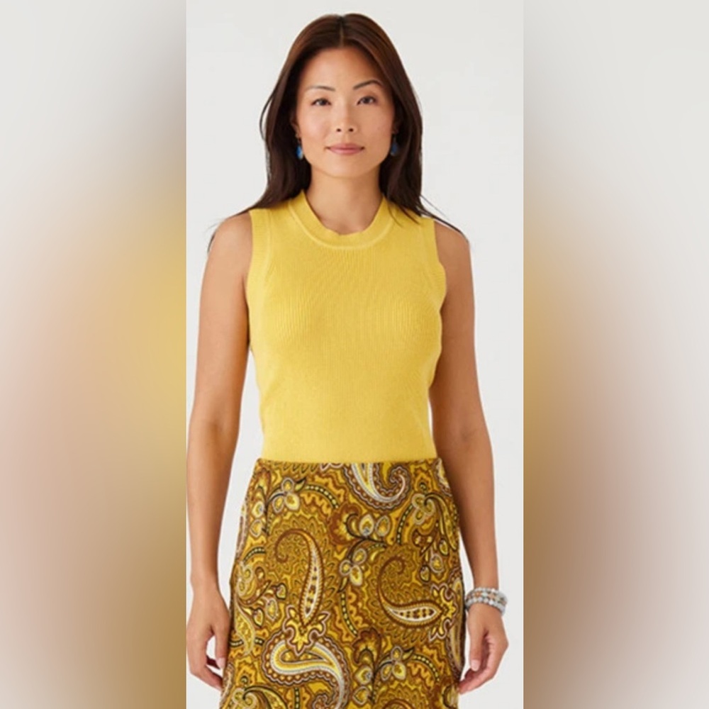 Karen Kane Ribbed knit top Sleeveless Yellow Nylon Rayon XS‎ stretchy NWT